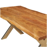 Industrial Cross Legs Solid Wood Live Edge Dining Table